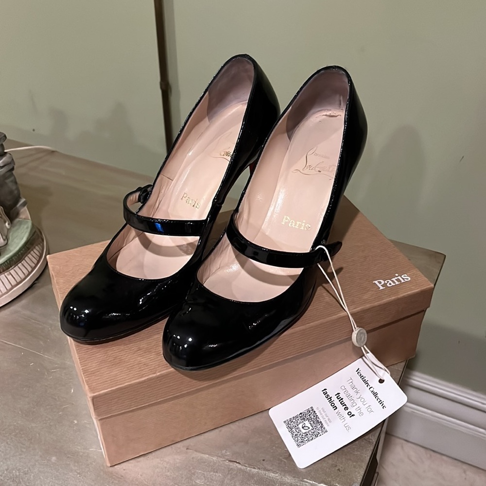 Christian Louboutin patent black leather maryjanes